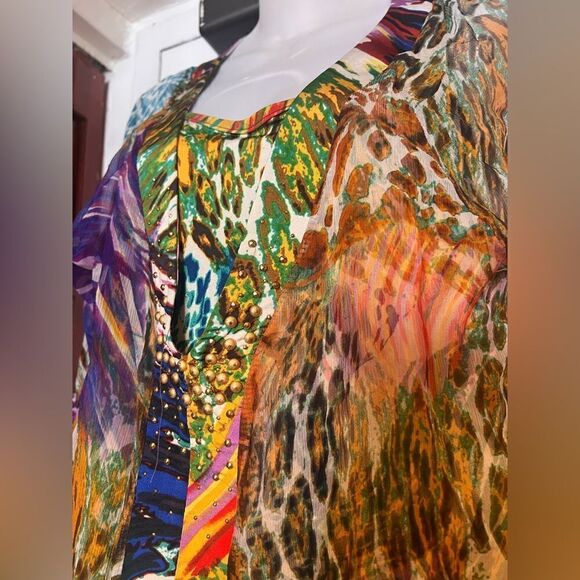 Orna Farho top Classic Paris Y2k Fashion beaded runway dress shirt pretty blouse - Picture 3 of 10